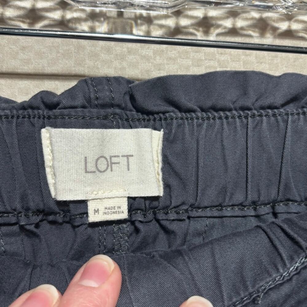 LOFT Navy Blue Paperbag Waist Pants Size M High Rise Tie Waist Work Office - Picture 3 of 8